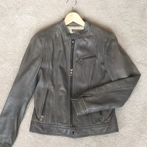Marc New York Grey Leather Jacket